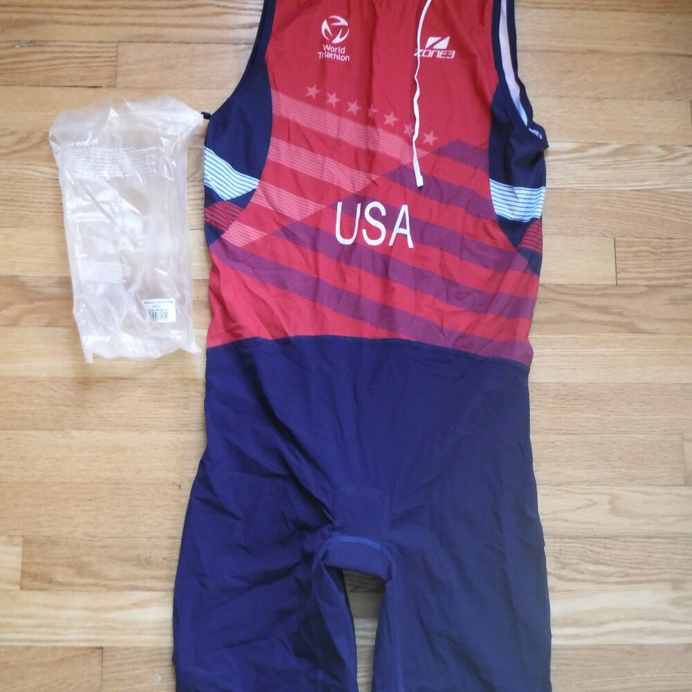 Zone3 Mens Elite Sleeveless Triathlon Suit World Triathon USA XL Padded NWT